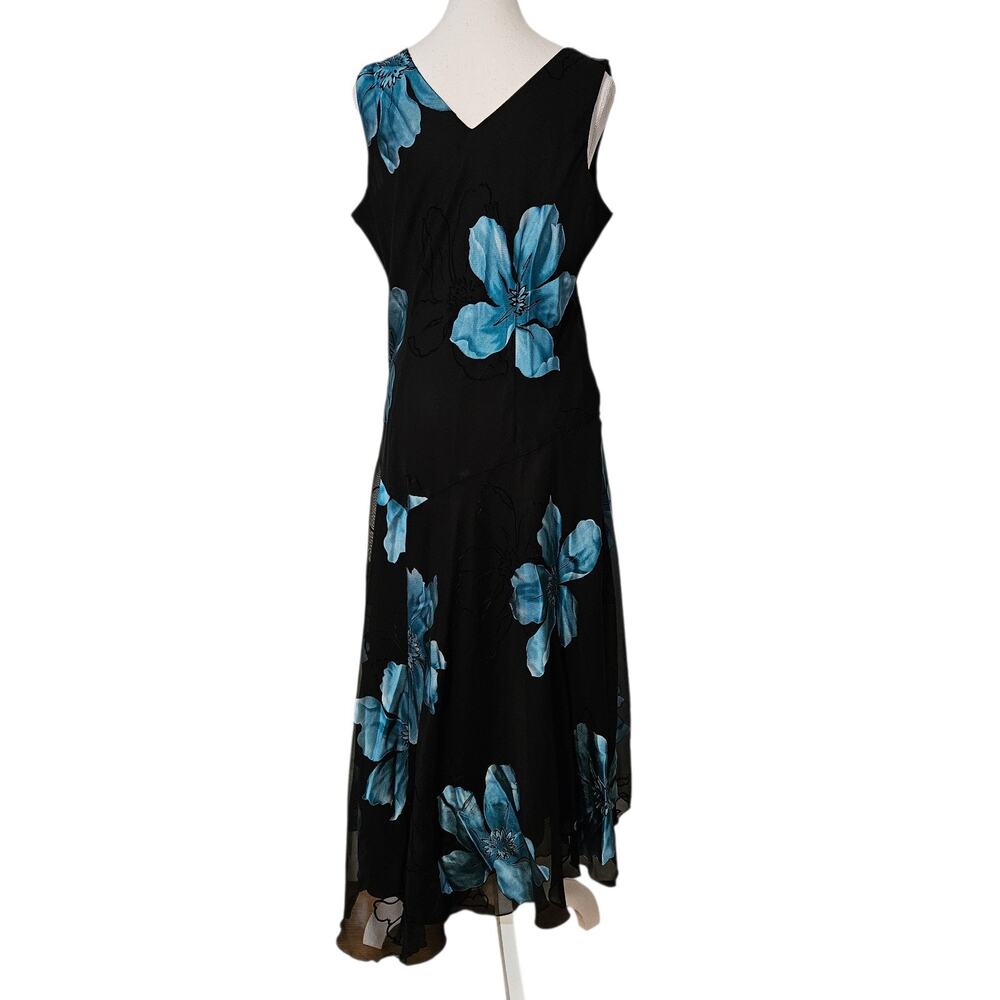 dressbarn Black Maxi Dress with Blue Floral Print - Picture 5 of 11